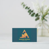 名刺 Triangle Cat 猫 ドット / グリーン Business Card Visitekaartje (Staand voorkant)