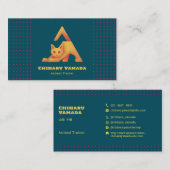 名刺 Triangle Cat 猫 ドット / グリーン Business Card Visitekaartje (Voorkant / Achterkant)