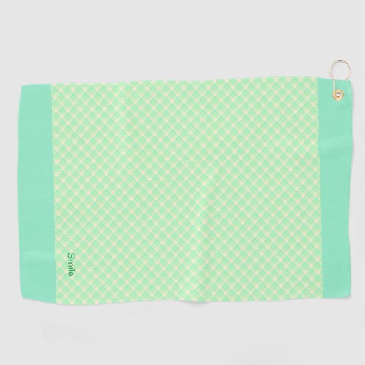 名前 カスタム タータンチェック(ミントグリーン) ゴルフタオル GOLFHANDDOEK (Horizontaal)