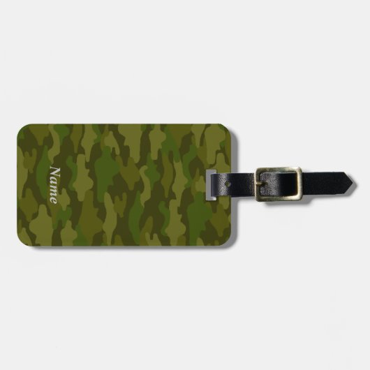 名前　電話番号　カスタム　迷彩（カーキ）         ラゲッジタグ BAGAGELABEL (Voorkant horizontaal)