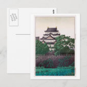 名 古 城, 川 瀬 Nagoya Castle, Hasui Kawase, Woodcut Briefkaart (Voorkant / Achterkant)
