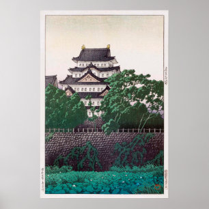 名 古 城, 川 瀬 Nagoya Castle, Hasui Kawase, Woodcut Poster