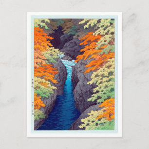 吾 妻 峡, Azuma Gorge, Hasui Kawase, Woodcut Briefkaart
