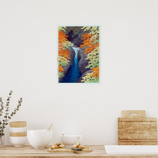 吾 妻 峡, Azuma Gorge, Hasui Kawase, Woodcut Poster (Keuken)