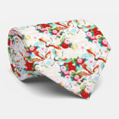 和柄の着物、鶴、白と青と赤、シームレス柄 STROPDAS (Opgerold)