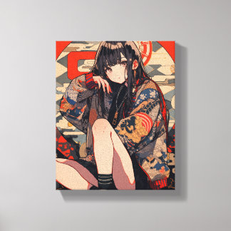 【和柄JK】キャンバスプリント・アートパネル｜寿司娘 GenerativeAI Canvas Afdruk