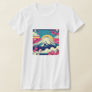 和風ポップ 富士山と桜の和柄Tシャツ T-SHIRT