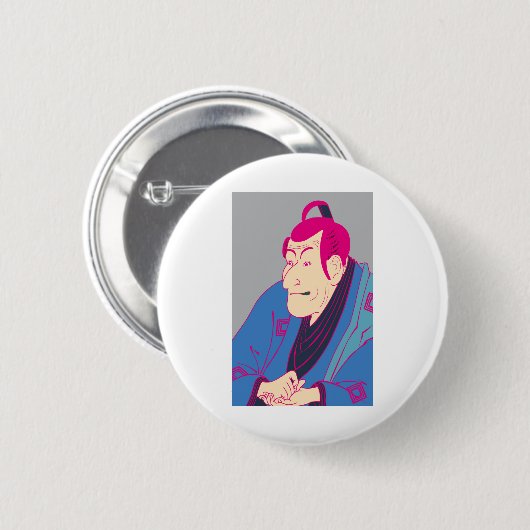 四世市川蝦蔵の竹村定之進 カラフル RONDE BUTTON 5,7 CM (Voorkant /achterkant)