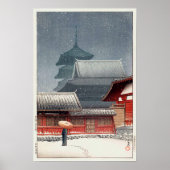 四王寺, Shitennō-ji in Osaka, Hasui Kawase, Woodcut Poster (Voorkant)