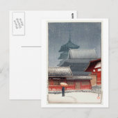 四 天 寺, Shitennō-ji in Osaka, Hasui Kawase, Woodcut Briefkaart (Voorkant / Achterkant)