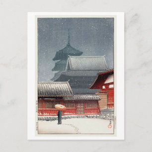 四 天 寺, Shitennō-ji in Osaka, Hasui Kawase, Woodcut Briefkaart