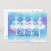 四 羽 op 踊 op het の 白鳥 op het の briefkaart (Voorkant / Achterkant)