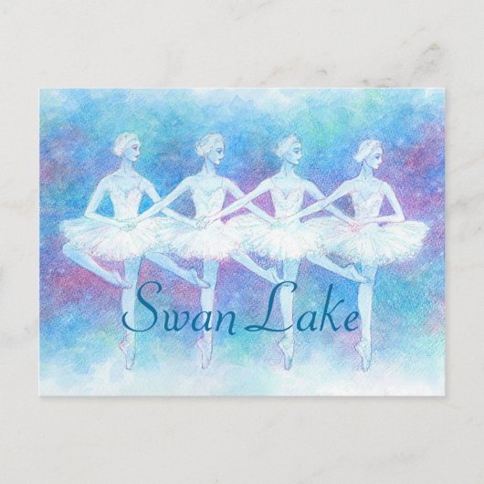 四 羽 op 踊 op het の 白鳥 op het の briefkaart (Voorkant)
