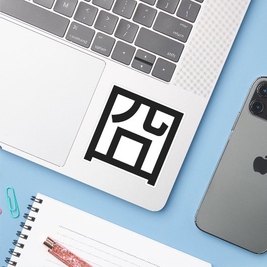 囧 Jiong Chinese Orz Asian Meme Hanzi Emoticon Sticker (Laptop met iPhone)