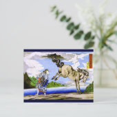 國 芳 Woman & Horse Kuniyoshi Fine Art Briefkaart (Staand voorkant)