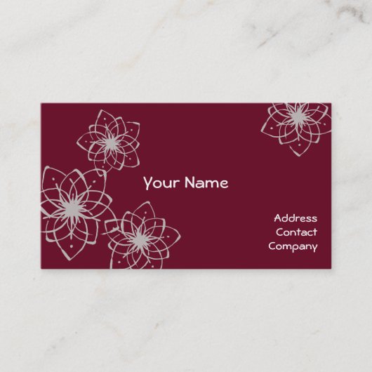 【型抜き染め風 花】 Flowers drawn by Japanese brush Visitekaartje (Voorkant)