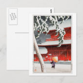 増 上 寺, 川 巴 瀬 Zôjô-ji Temple, Hasui Kawase, Woodcut Briefkaart (Voorkant / Achterkant)