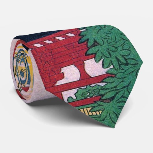 増 寺, 広 rode tempel, Hiroshige, Ukiyo-e Stropdas (Opgerold)