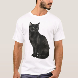 「墨猫二」Japanese style ink painting T-shirt