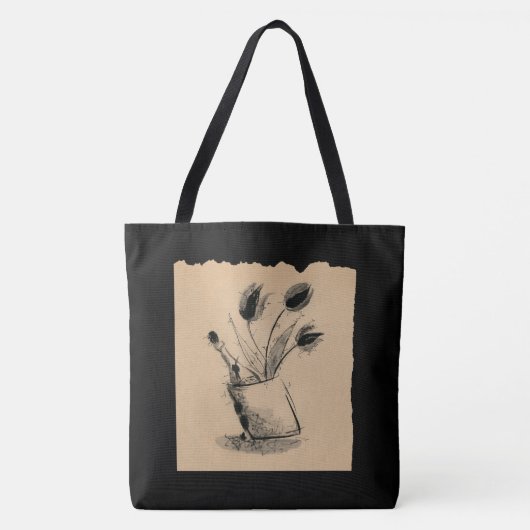 墨絵_チューリップとワイン TOTE BAG (Voorkant)