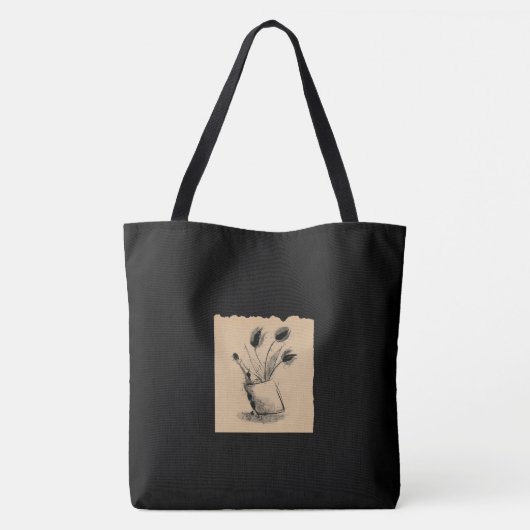 墨絵_チューリップとワイン TOTE BAG (Achterkant)