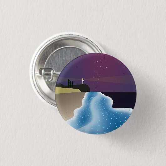 夜光虫 (ブルーバージョン) RONDE BUTTON 3,2 CM (Voorkant /achterkant)