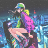 夜景JKのシール Seal｜寿司娘 GenerativeAI Sticker (Voorkant)