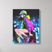 夜景JKアートパネル|寿司娘 Art Paneel GenerativeAI Canvas Afdruk (Voorkant)