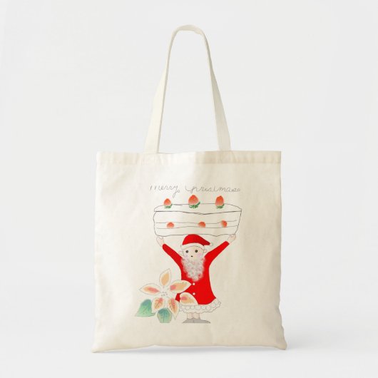 大きなケーキを持ったサンタクロース TOTE BAG (Voorkant)