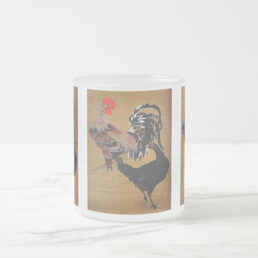 大鶏雌雄図 , Itoh Gyakucyu Matglas Koffiemok (Center)