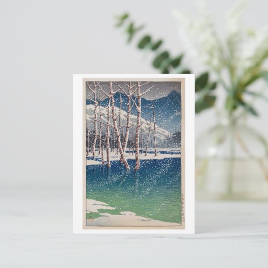 大 正 池, Taishô Pond in Kamikôchi, Hasui Kawase Briefkaart (Staand voorkant)
