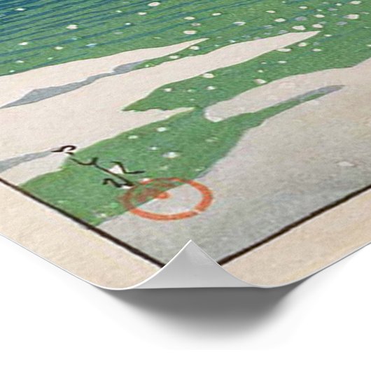 大 正 池, Taishô Pond in Kamikôchi, Hasui Kawase Poster (Hoek)