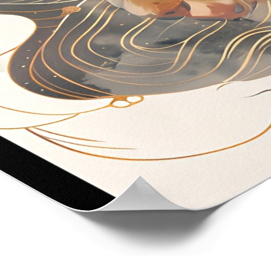 【大】紅葉と黄金に包まれた虎／A tiger in gold and autumn Poster (Hoek)