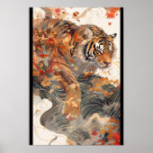 【大】紅葉と黄金に包まれた虎／A tiger in gold and autumn Poster (Voorkant)