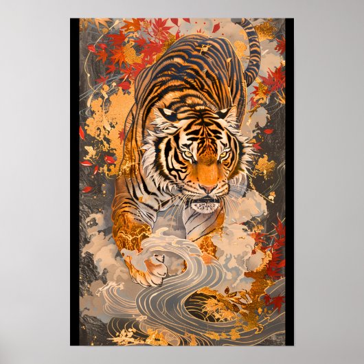 【大】躍動感あふれる虎の一歩／A tiger full of motion  Poster (Voorkant)