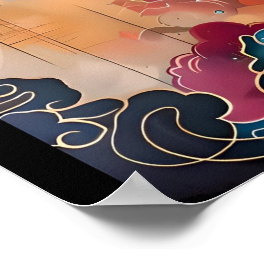 【大】黄金の牛と夢の雲/Golden Bull and Dreamy Clouds Poster (Hoek)