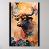 【大】黄金の牛と夢の雲／Golden Bull and Dreamy Clouds Poster (Voorkant)