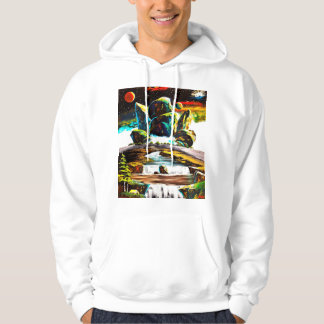 奇岩の塊と小さな滝 HOODIE