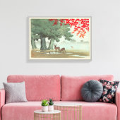 奈 良 園 鹿, Deer of Nara Park, Hasui Kawase, Woodcut Canvas Afdruk (Insitu (Woonkamer))