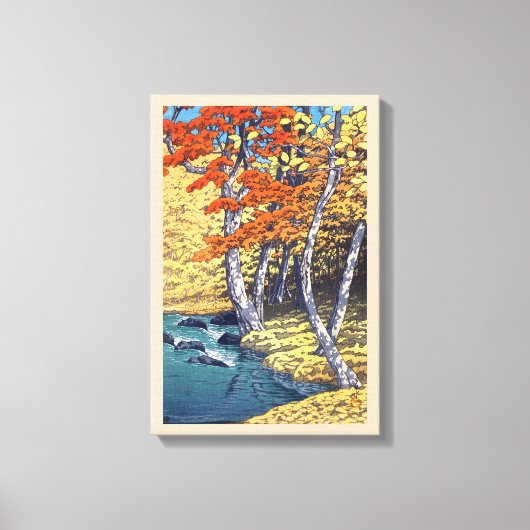 奥 瀬 秋, herfst bij Oirase, Hasui Kawase, Woodcut Canvas Afdruk (Voorkant)
