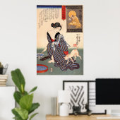 女 と 猫, 国 Woman and Cat, Kuniyoshi, Ukiyo-e Poster (Thuiskantoor)