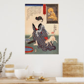 女 と 猫, 国 Woman and Cat, Kuniyoshi, Ukiyo-e Poster (Keuken)