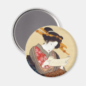 女, 国 貞 Woman, Kunisada, Ukiyo-e Magneet (Voorkant / Achterkant)