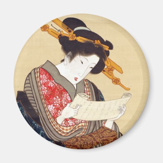 女, 国 貞 Woman, Kunisada, Ukiyo-e Magneet (Voorkant)