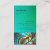 孔雀をイメージしたキレイな青と緑の VISITEKAARTJE (Achterkant)