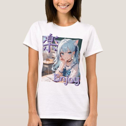学校に通う猫耳娘 T-SHIRT (Voorkant)
