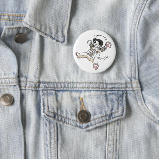 宇宙飛行士猫(ホワイト)缶バッジ RONDE BUTTON 5,7 CM