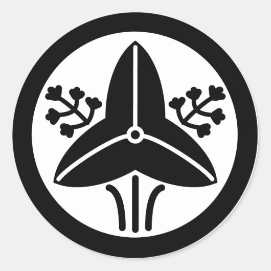 家紋「丸に立ち沢瀉」 RONDE STICKER (Voorkant)