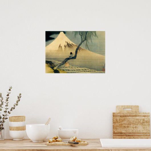 富 と 年, 北 Fuji en Boy, Hokusai, Ukiyo-e Poster (Keuken)