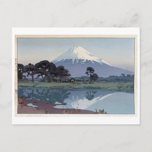 富 山 川, Mt.Fuji, Suzukawa, Yoshida, Woodcut Briefkaart (Voorkant)